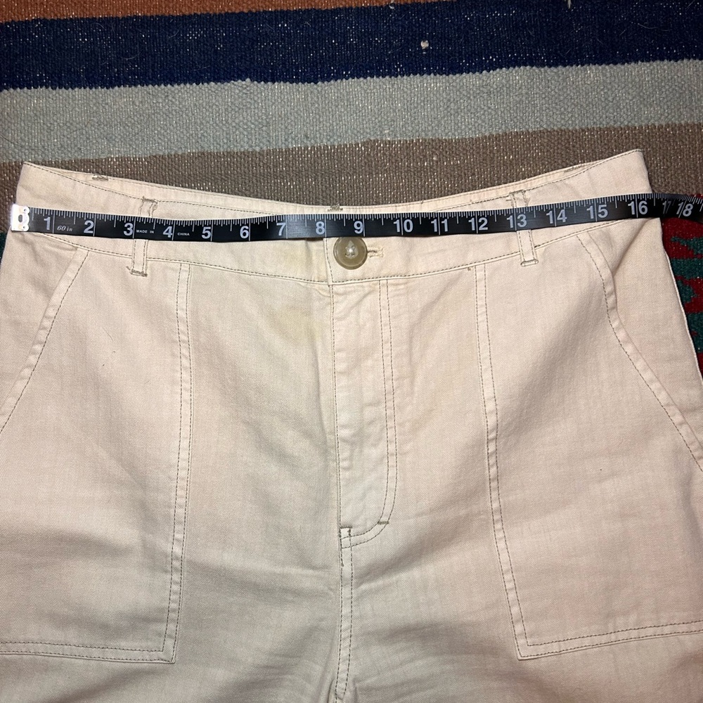 FREE PEOPLE Women's' Beige Sunday Skies Straight Wide Leg Cotton Boho Pants 12 - Picture 6 of 9